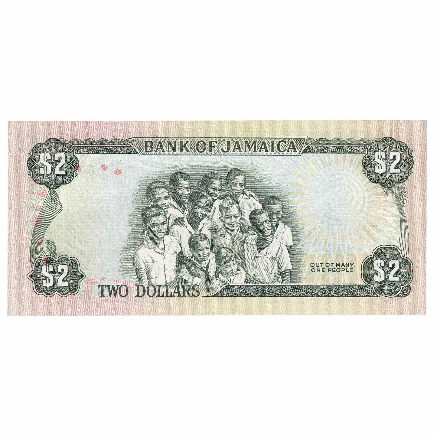 Jamaica 1982-86 2 Dollar Note, Pick #65a, UNC