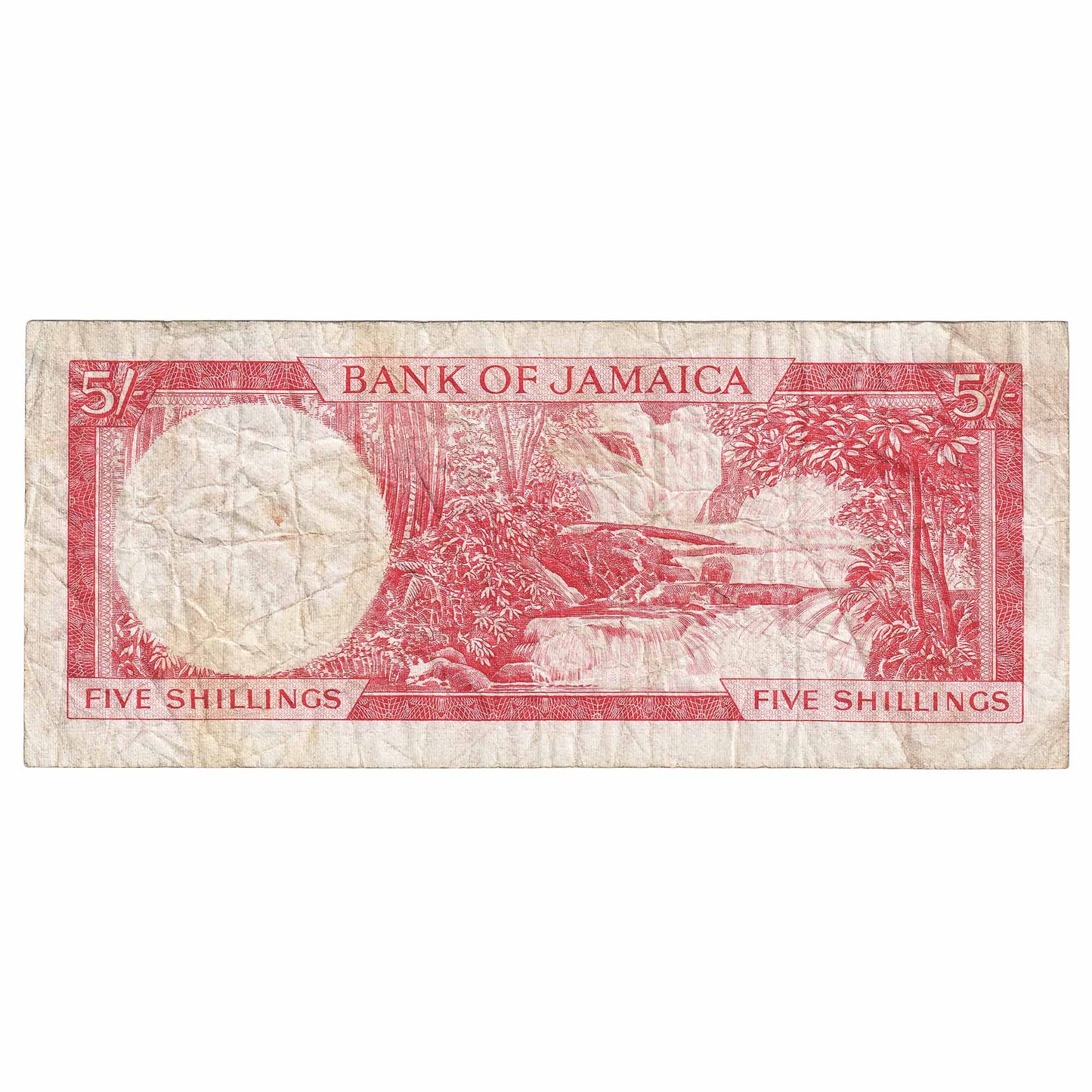 Jamaica L.1960 (1964) 5 Shilling Note, Pick #151Ad, Signature 4, VF