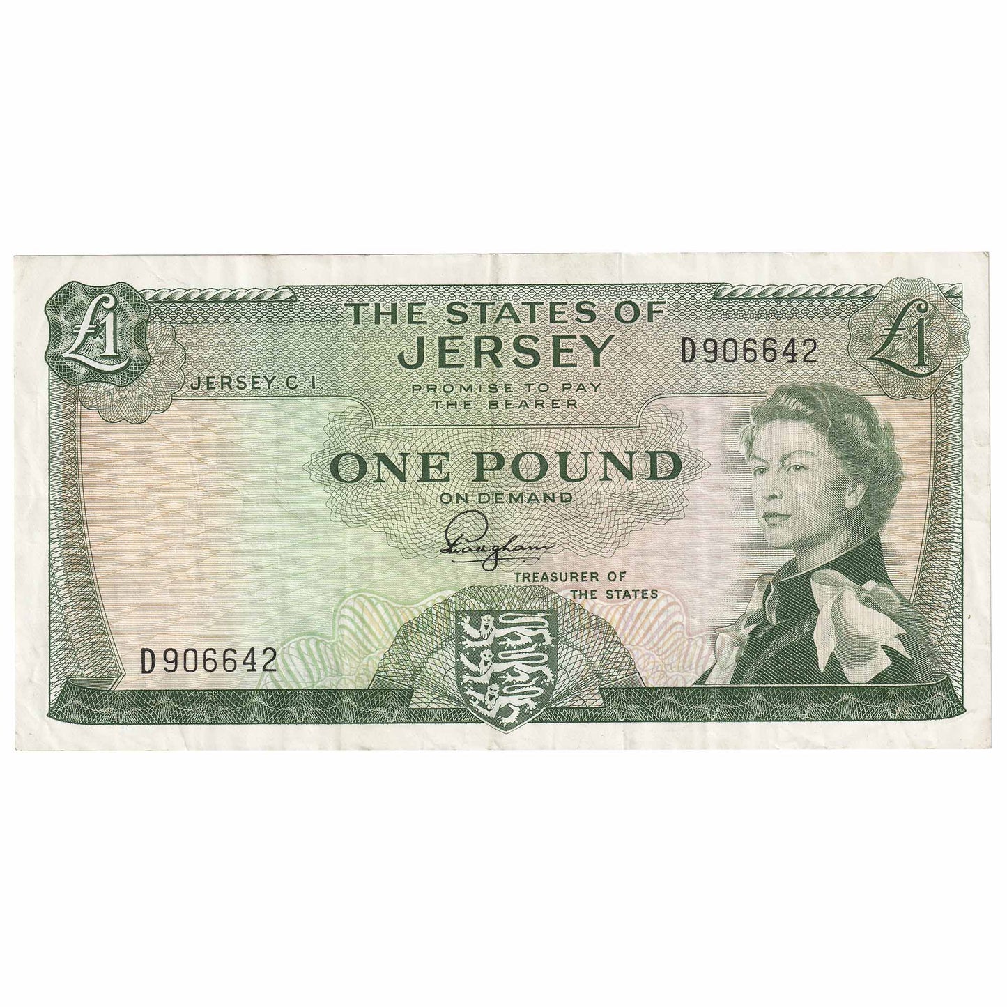 Jersey 1 Pound Note, Pick #8a, VF