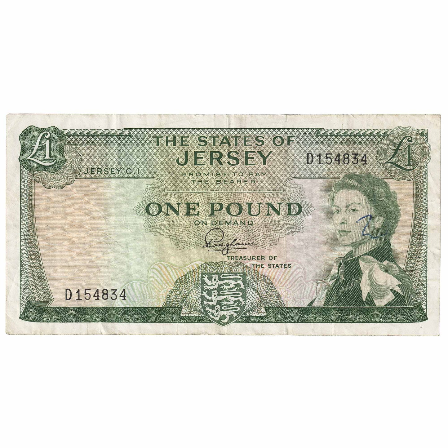 Jersey 1 Pound Note, Pick #8a, F-VF