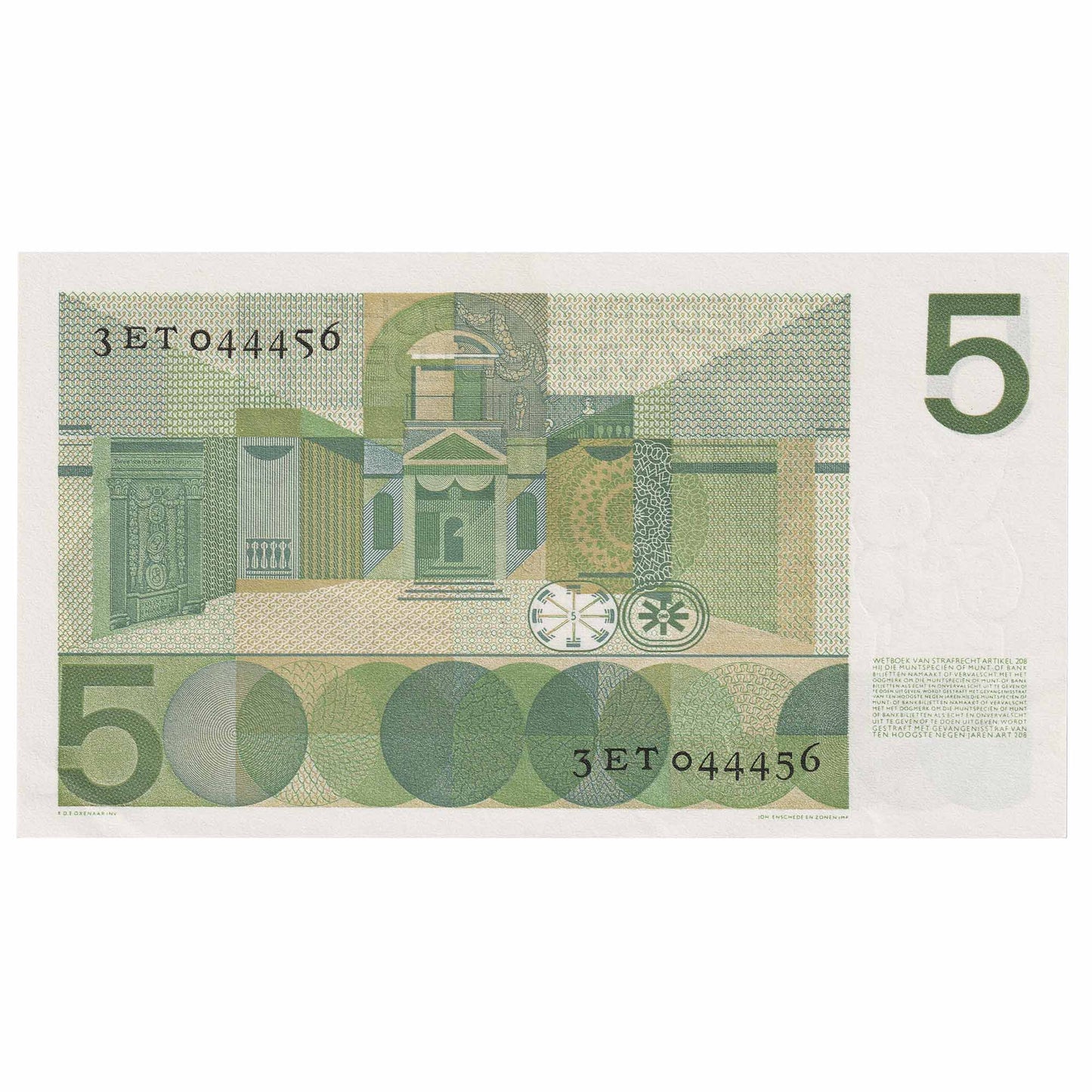 Netherlands 1966 5 Gulden Note, Pick #90a, UNC