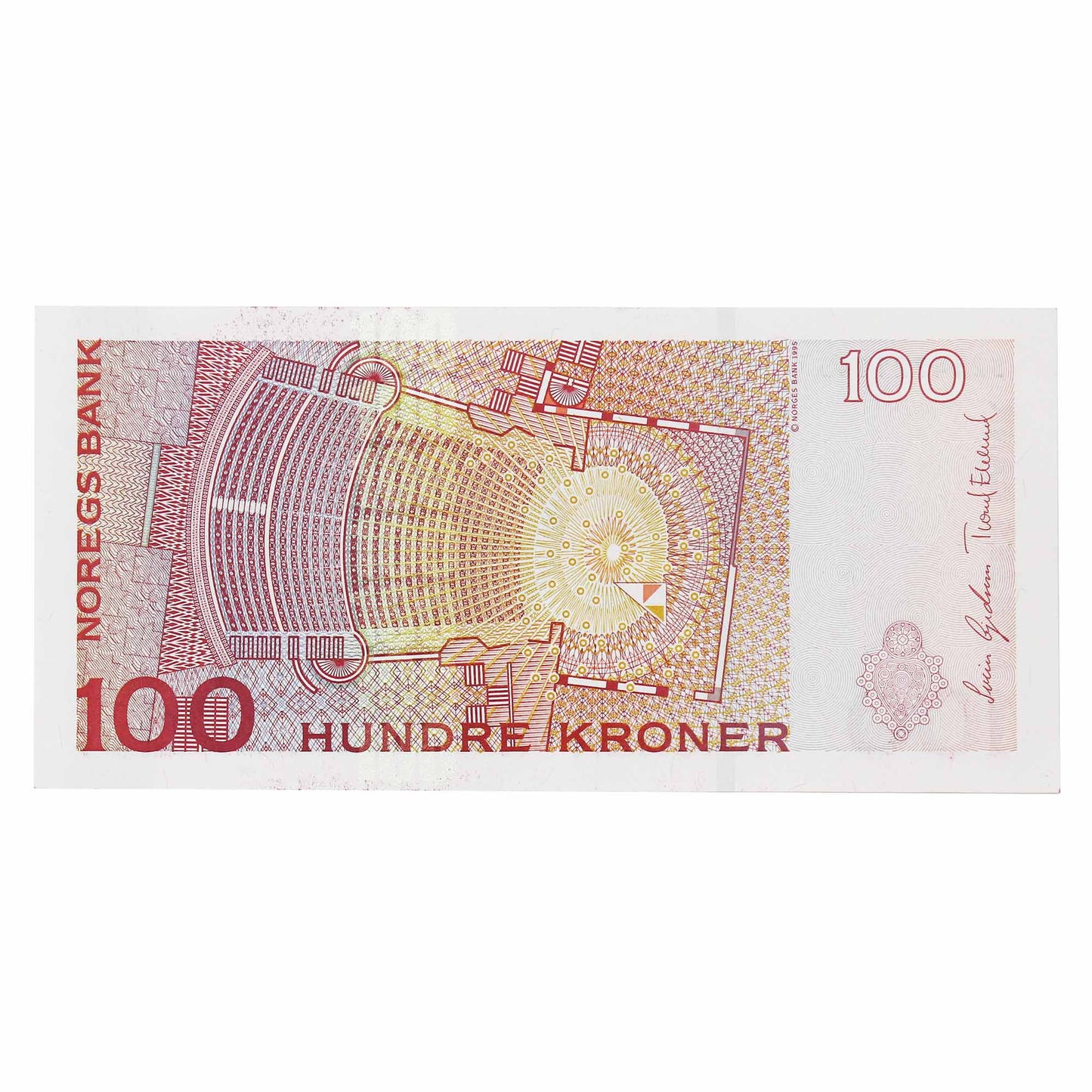 Norway 1995 100 Kroner Note, Pick #47a, UNC