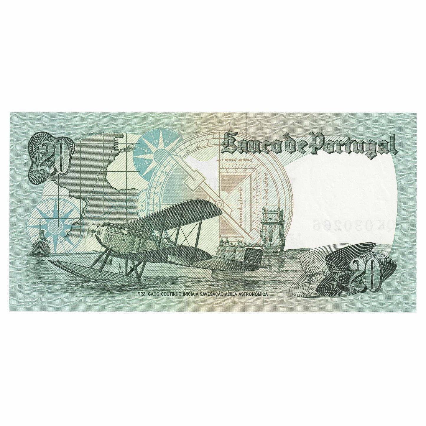Portugal 1978 20 Escudos Note, Pick #176b, UNC