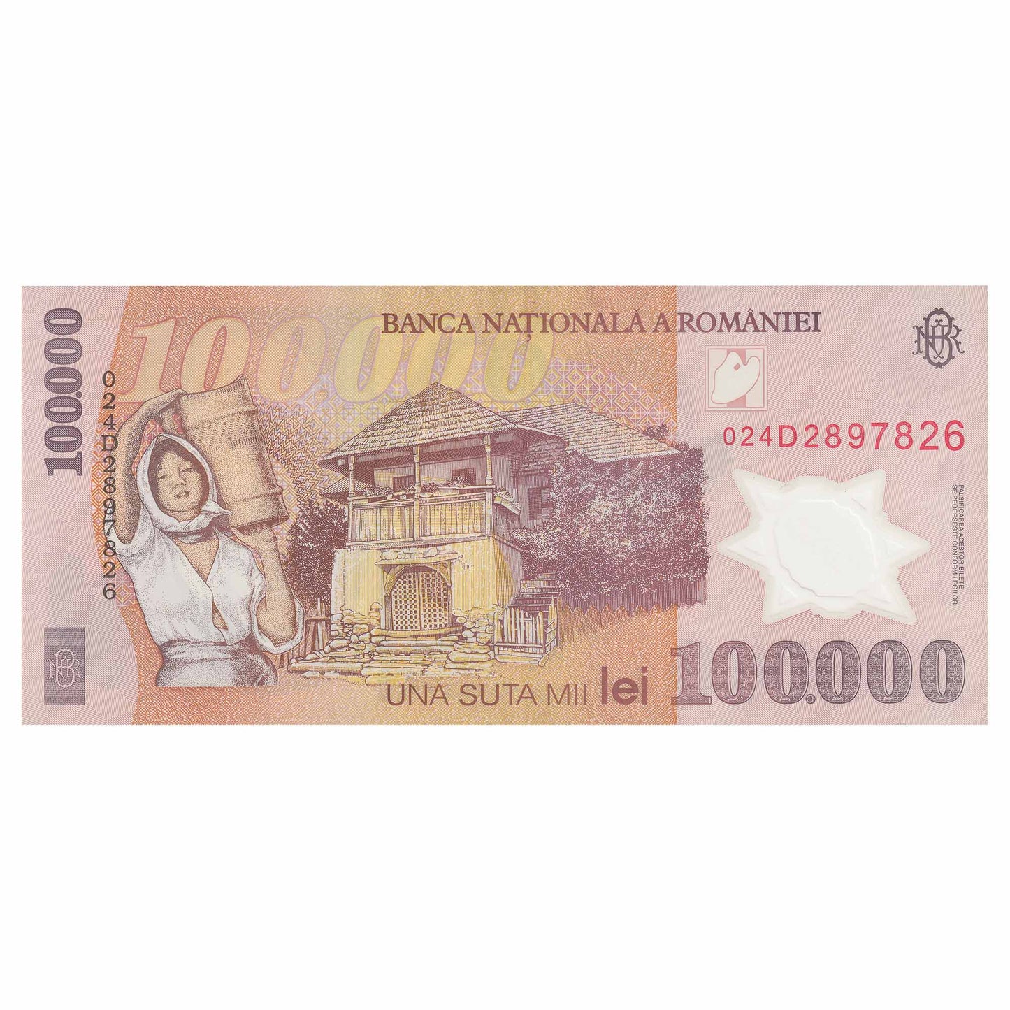 Romania 2001-04 100,000 Lei Note, Pick #114a, EF-AU