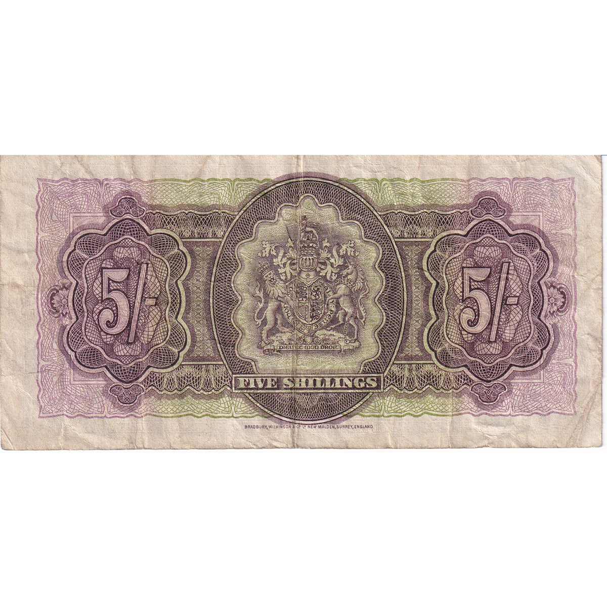 Bermuda Note 1957 5 Shilling Note, Pick #18b, F