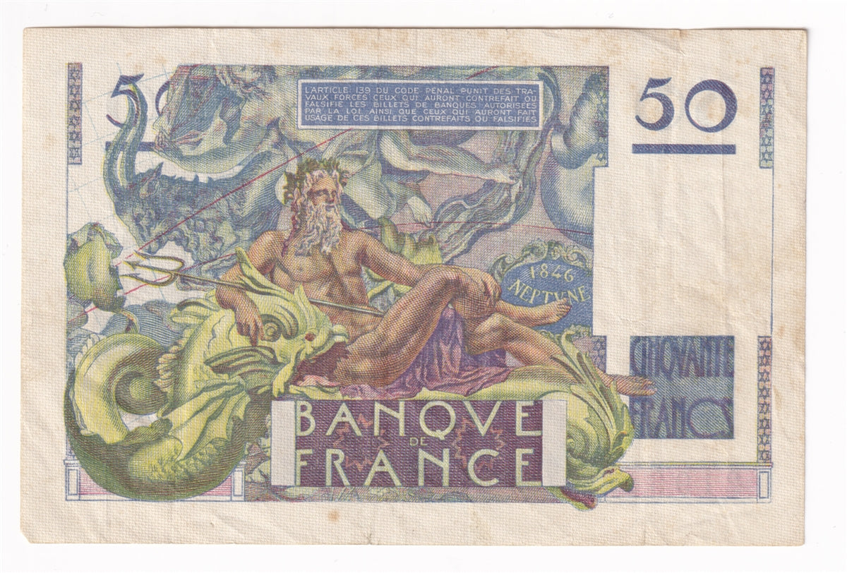 France Note 1946 50 Francs, VF