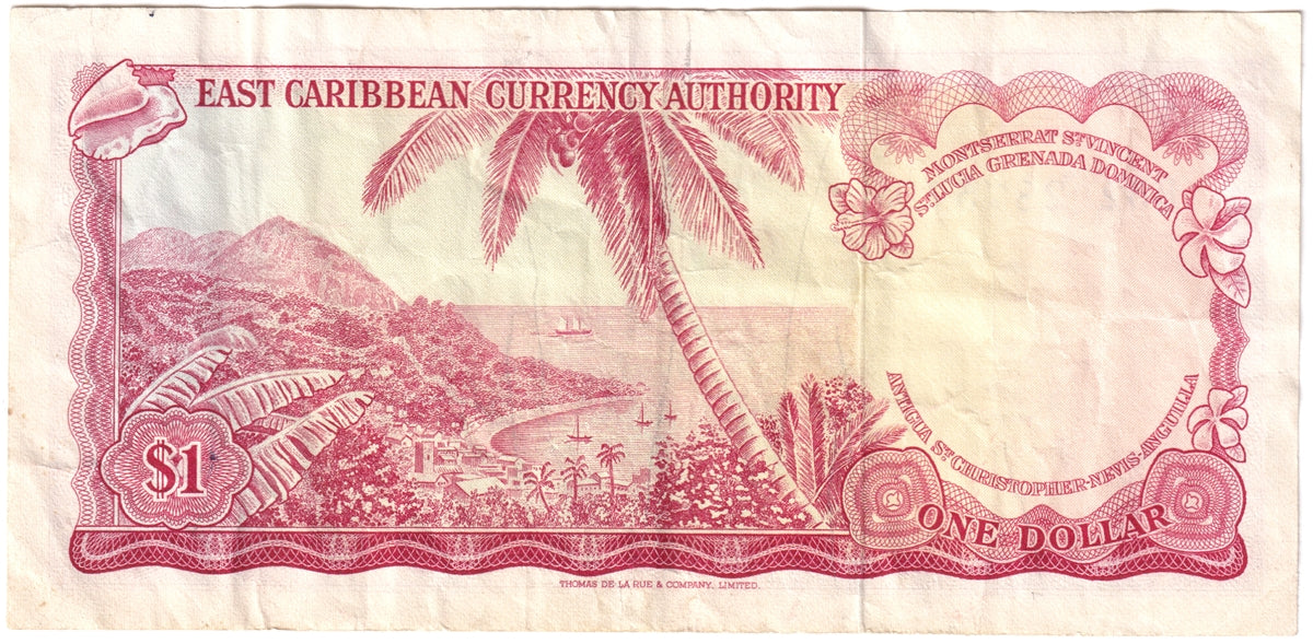 East Caribbean States 1965 1 Dollar Note, Pick #13e, Signature 8, VF
