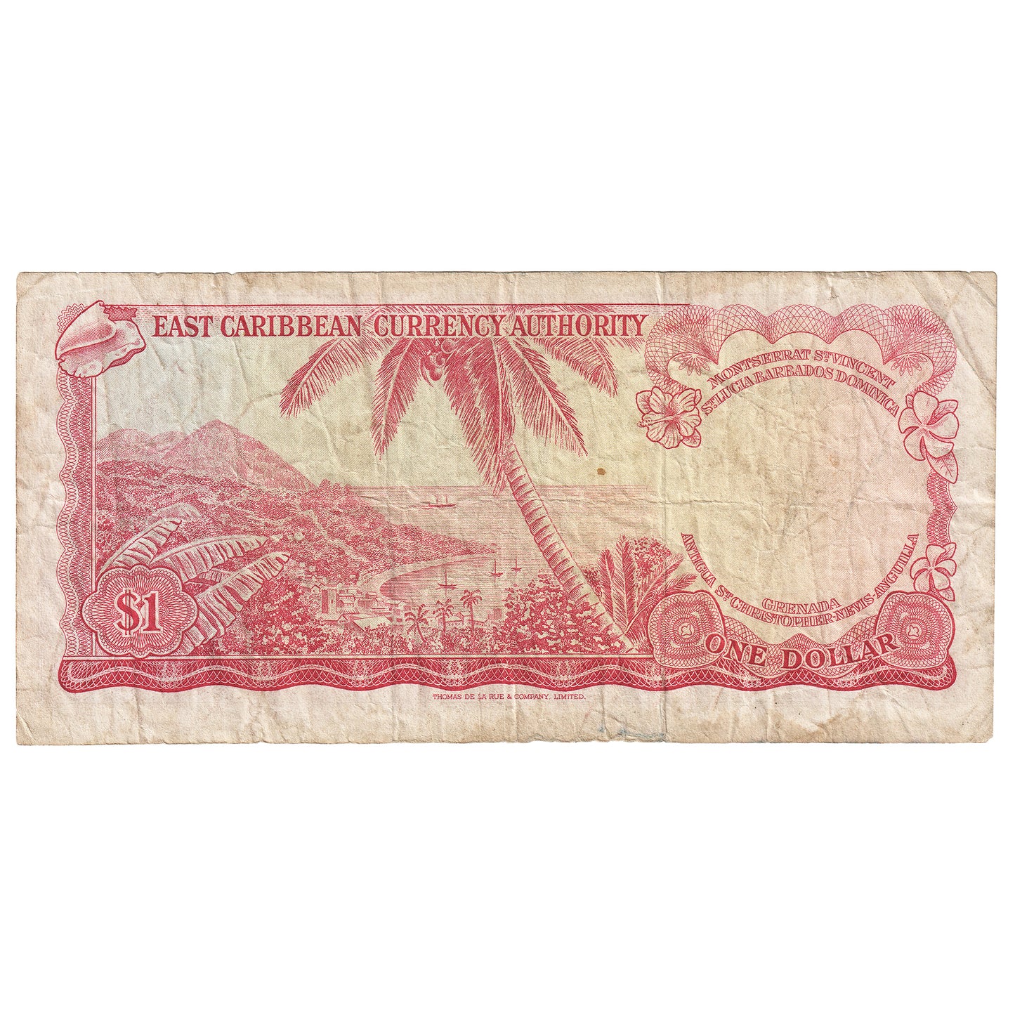 East Caribbean States 1965 1 Dollar Note, Pick #13d, Signature 6, VF