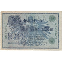 Germany 1908 100 Mark Note, Green VF