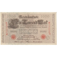 Germany 1910 1,000 Mark Note, Red VF-EF