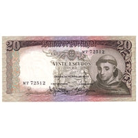 Portugal 1964 20 Escudos Note, Pick #167a, AU