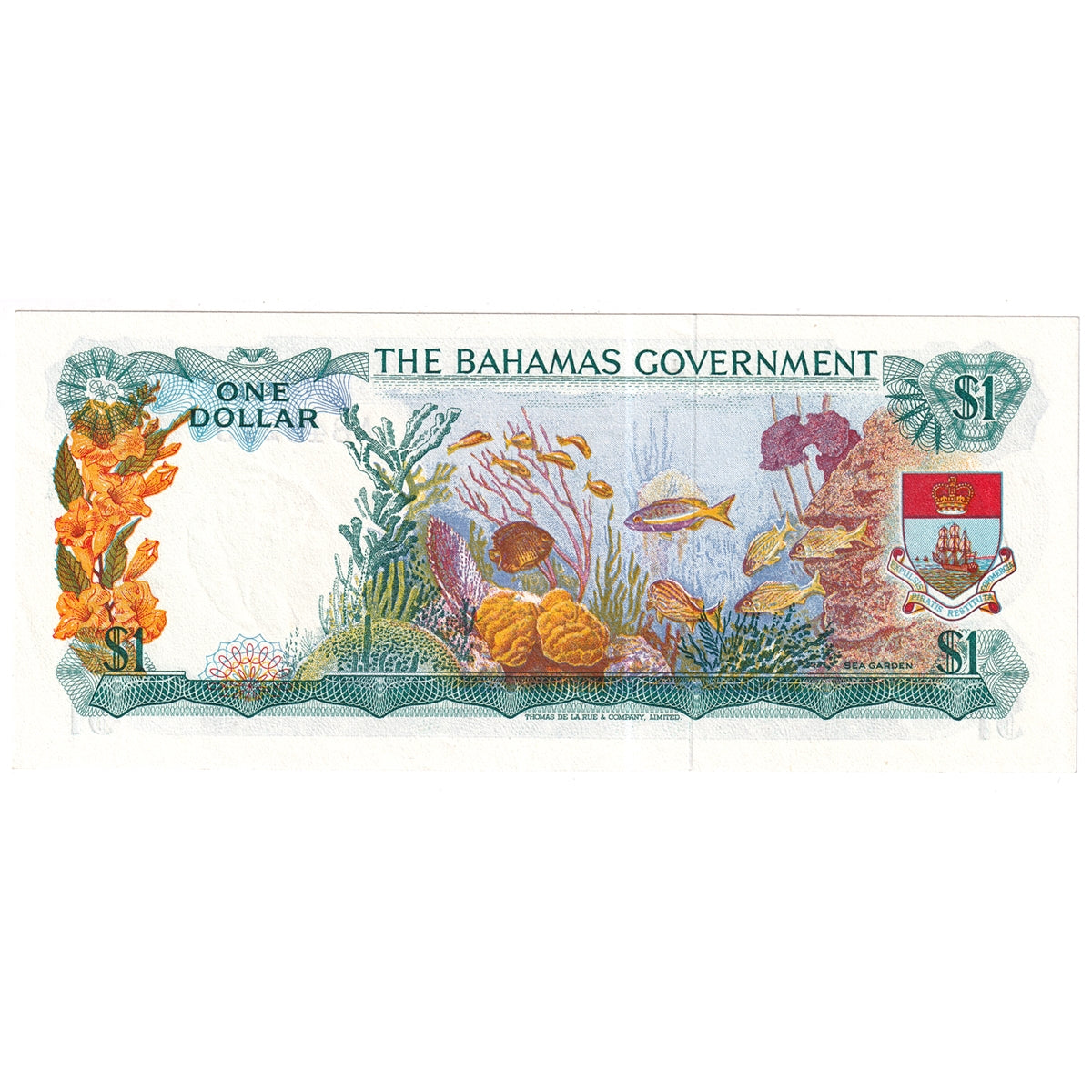 Bahamas 1965 1 Dollar Note, Pick #18a 2 Signatures, UNC