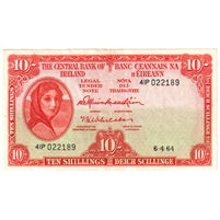 Ireland 1962-68 10 Shilling Note, E074, EF-AU