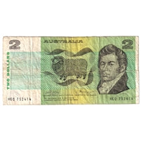 Australia 1974 2 Dollar Note, Pick #43a, F