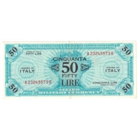 Italy 1943A 50 Lire Note, Pick #M20b, EF-AU