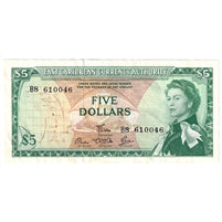 East Caribbean States 1965 5 Dollar Note, Pick #14e, Signature 5, EF