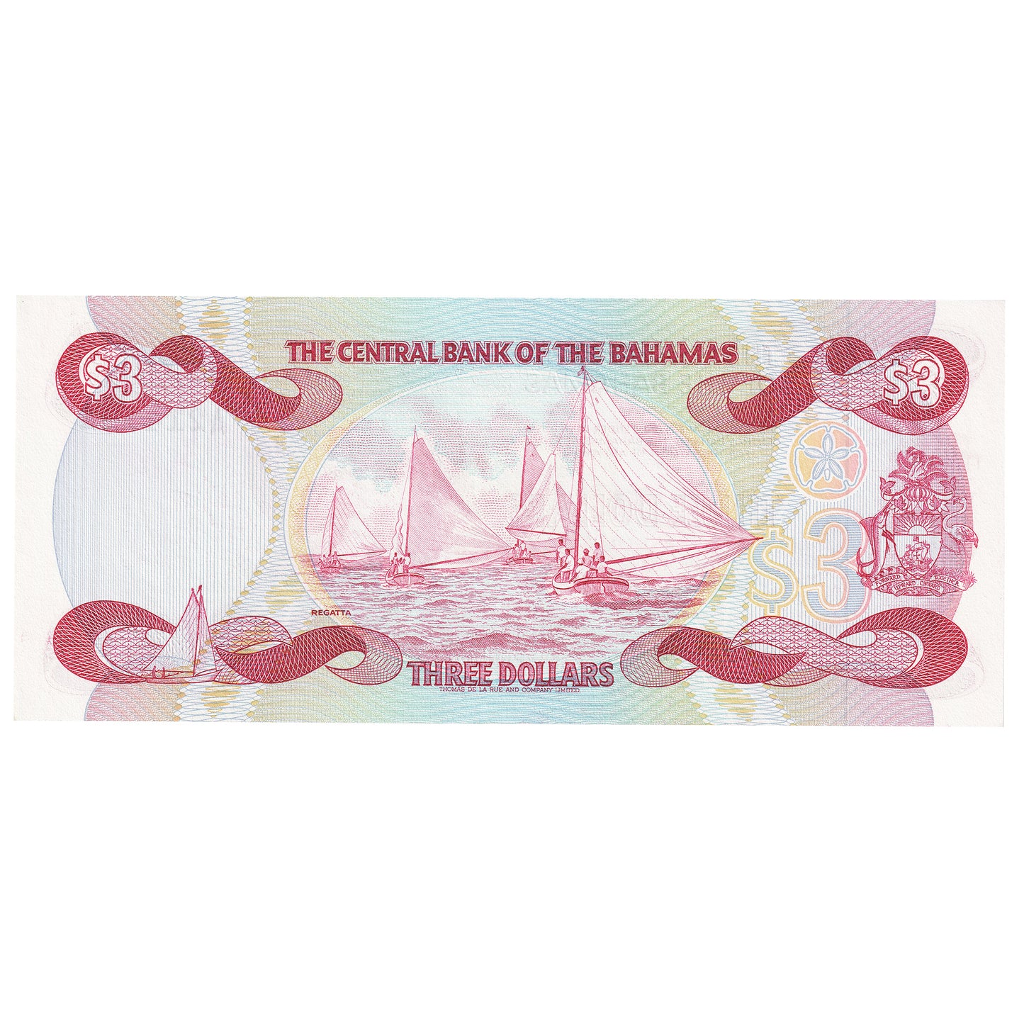 Bahamas 1984 3 Dollar Note, Pick #44a, UNC