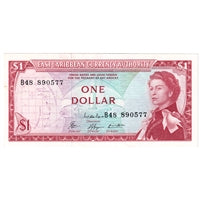 East Caribbean States 1965 1 Dollar Note, Pick #13e, Signature 8, UNC