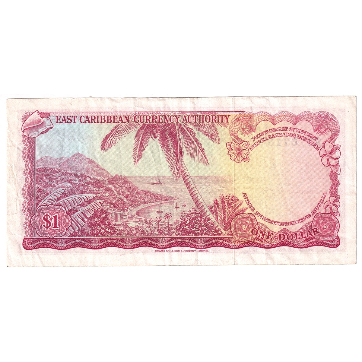 East Caribbean States 1965 1 Dollar Note, Pick #13a, Signature 1, VF