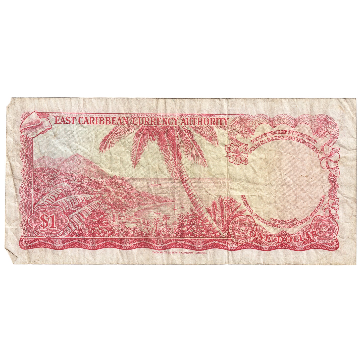 East Caribbean States 1965 1 Dollar Note, Pick #13d, Signature 7, VF