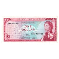 East Caribbean States 1965 1 Dollar Note, Pick #13a, Signature 2, AU