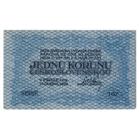 Czechoslovakia 1919 1 Koruna Note, Pick #6a, EF