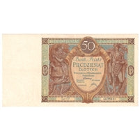 Poland 1929 50 Zlotych Note, Pick #71, EF-AU