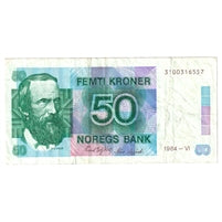 Norway 1984 50 Kroner Note, Pick #42a, VF