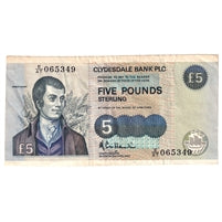 Scotland 1990 Clydesdale Bank 5 Pound Note, SC330a, EF