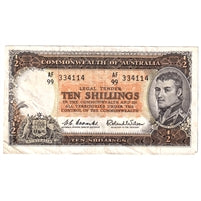Australia 1961-65 10 Shilling Note, Pick #33, VF