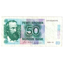 Norway 1993 50 Kroner Note, Pick #42e, VF