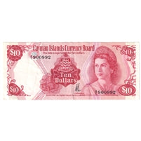 Cayman Islands 1974 10 Dollar Note, Pick #7a, VF-EF