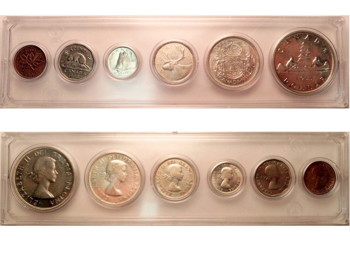 1955 Canada 6-coin Year Set in Snap Lock Case