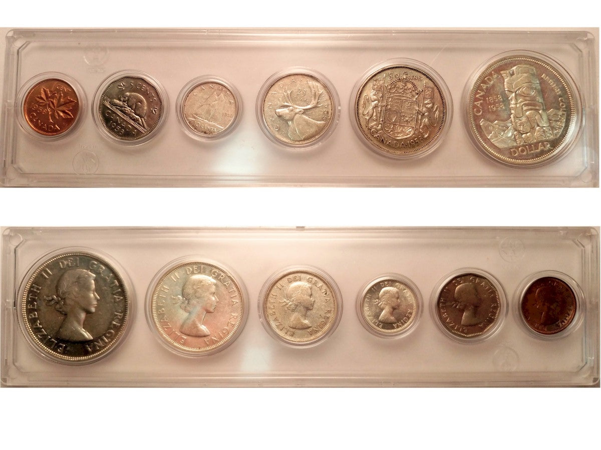 1958 Canada 6-coin Year Set in Snap Lock Case