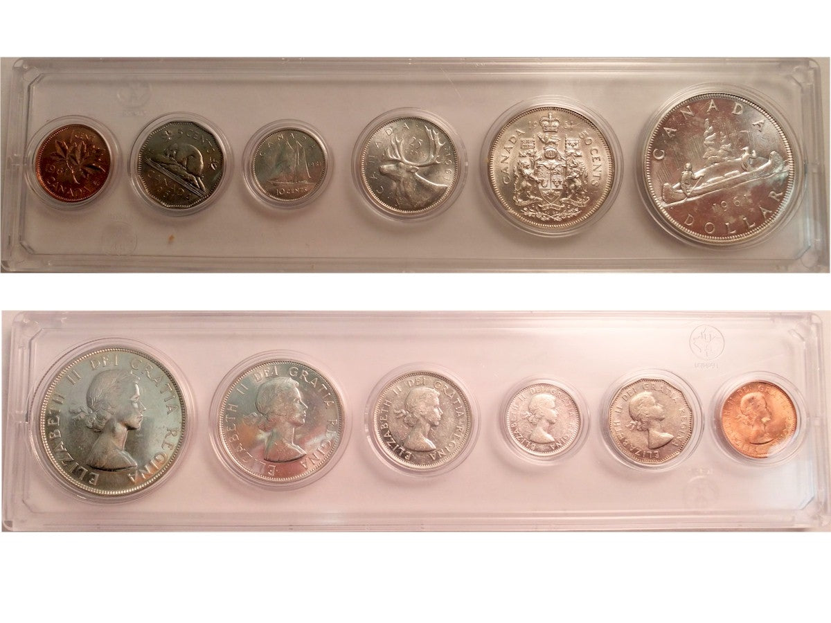 1961 Canada 6-coin Year Set in Snap Lock Case