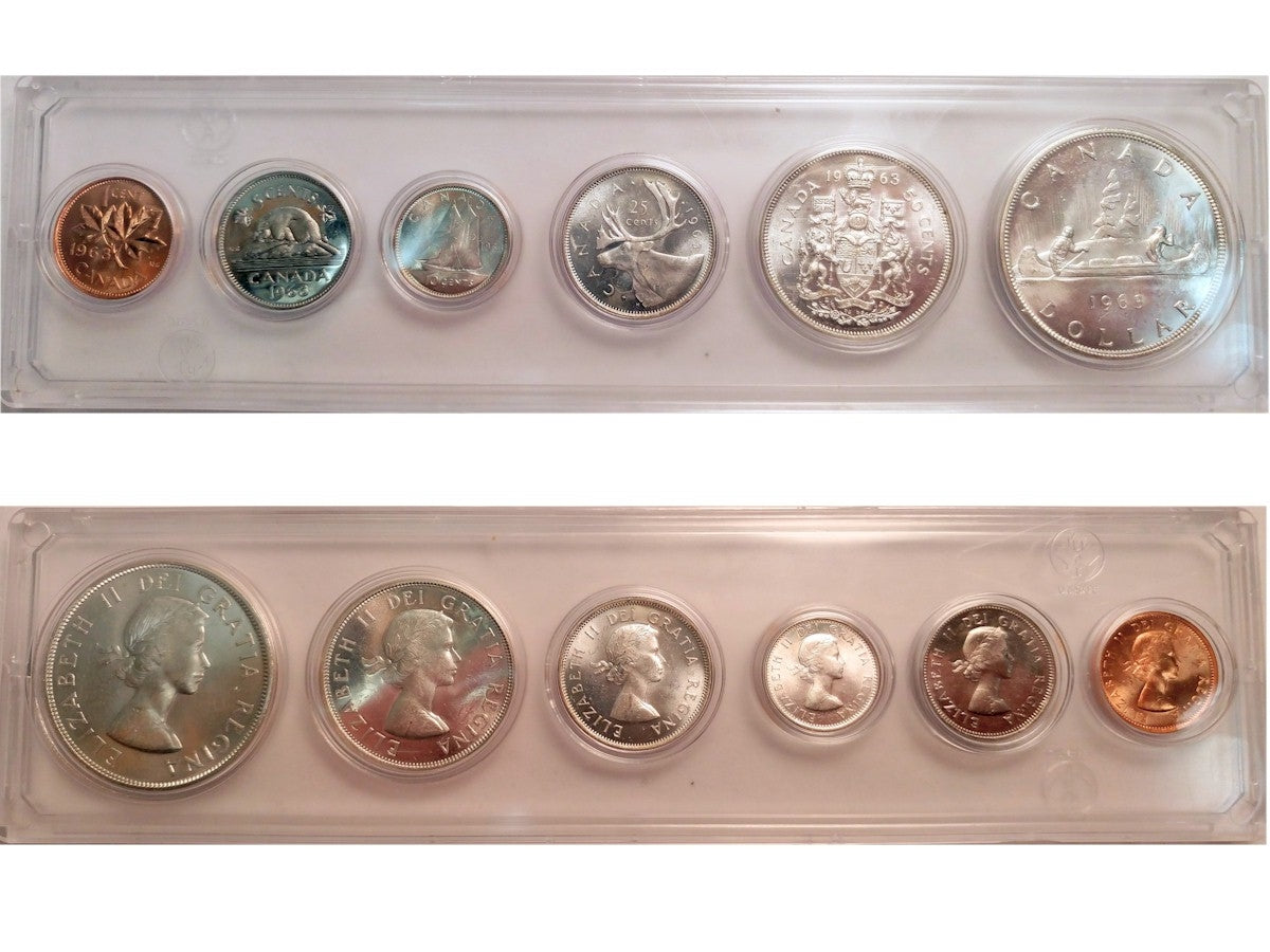 1963 Canada 6-coin Year Set in Snap Lock Case