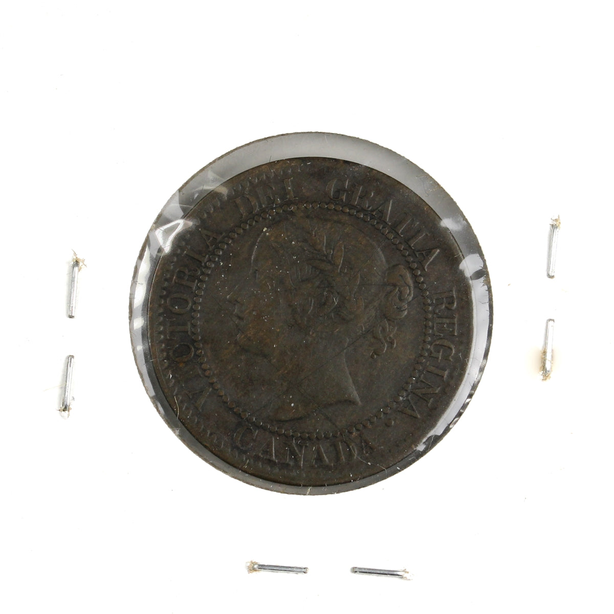 1859 Narrow 9 Canada 1-cent VF-EF (VF30) Corrosion, Cleaned, or Impaired