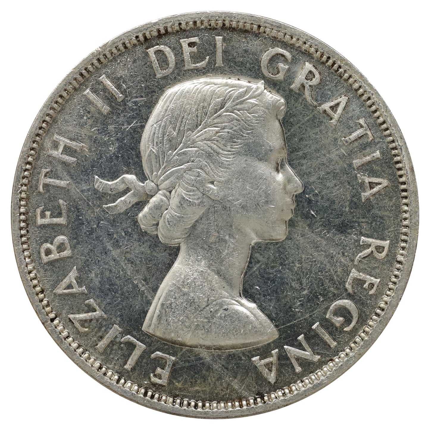 1956 Canada Dollar AU-UNC (AU55) Scratched, toned, or impaired