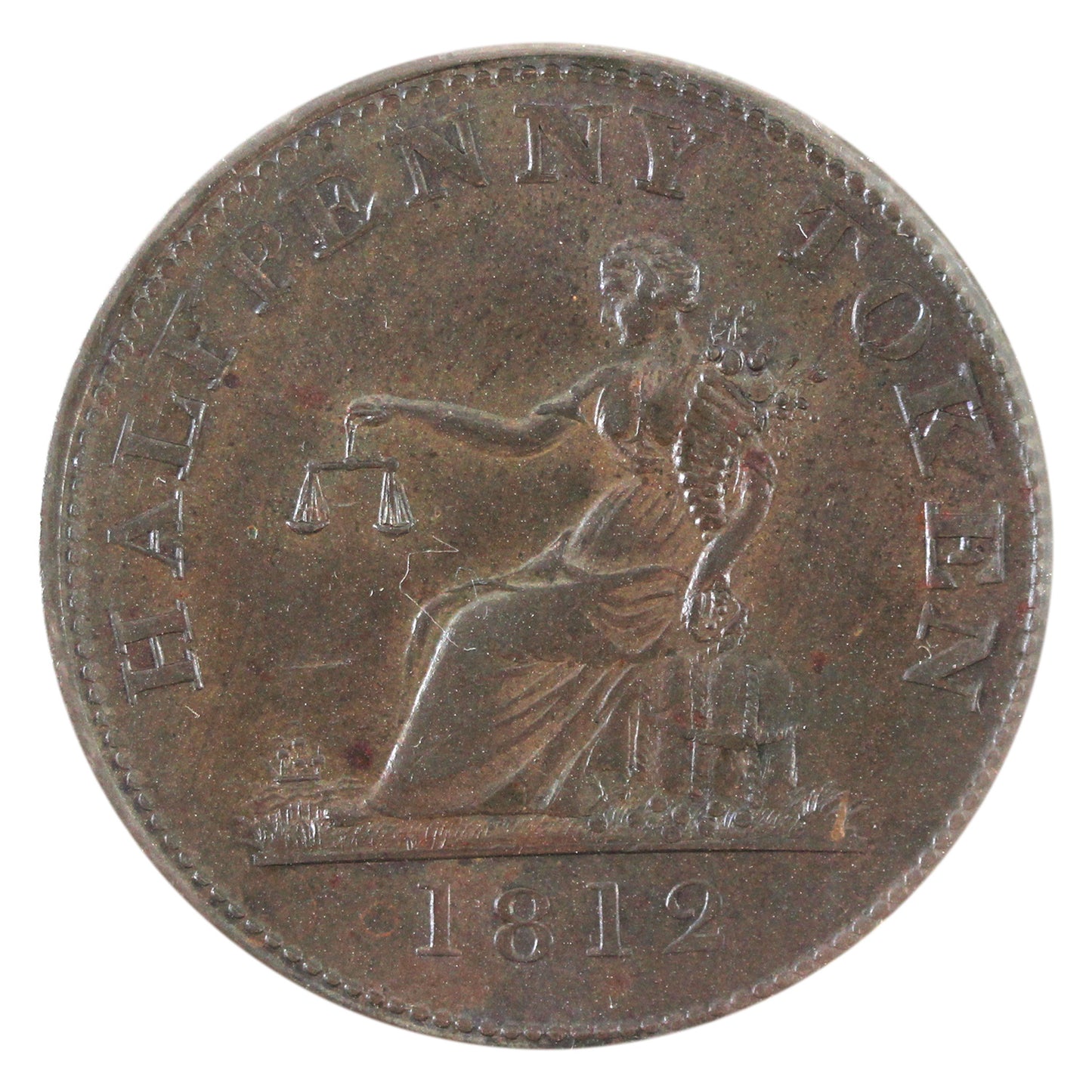 LC-46A2 1812 Lower Canada Thomas Halliday 1/2 Penny Token BU (MS-63) Lustrous Brown RARE