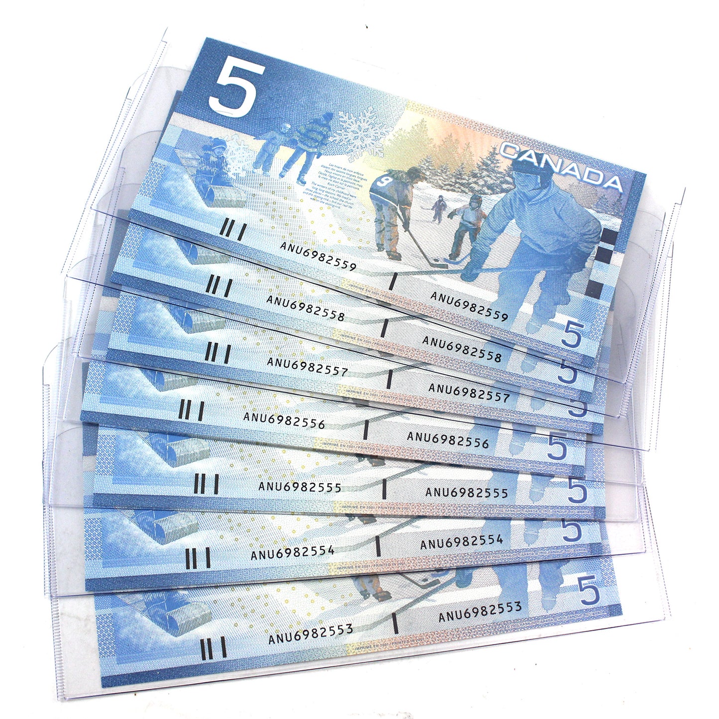 7x Sequential 2002 Canada $5 Knight-Dodge, 7Pcs.