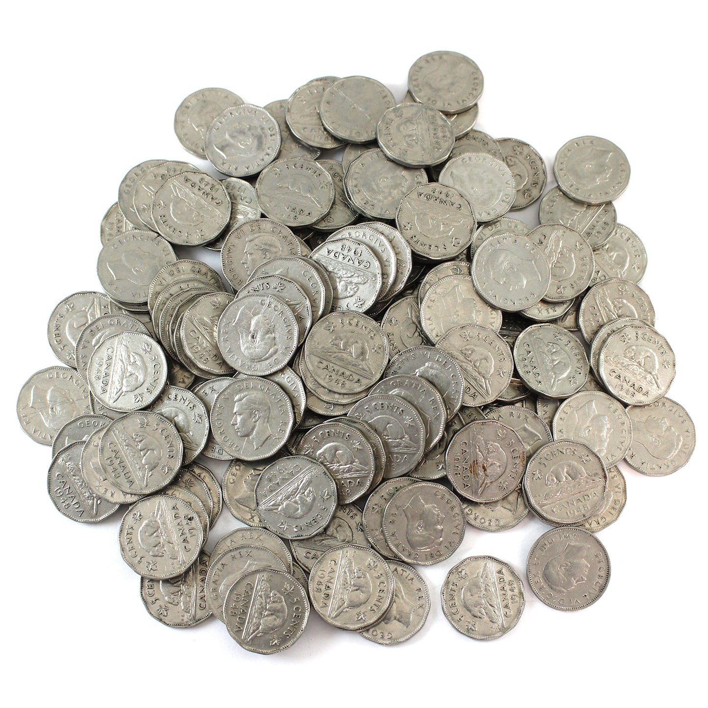 140x 1948 Canada 5-Cents in Circulated Condition, 140 Pcs