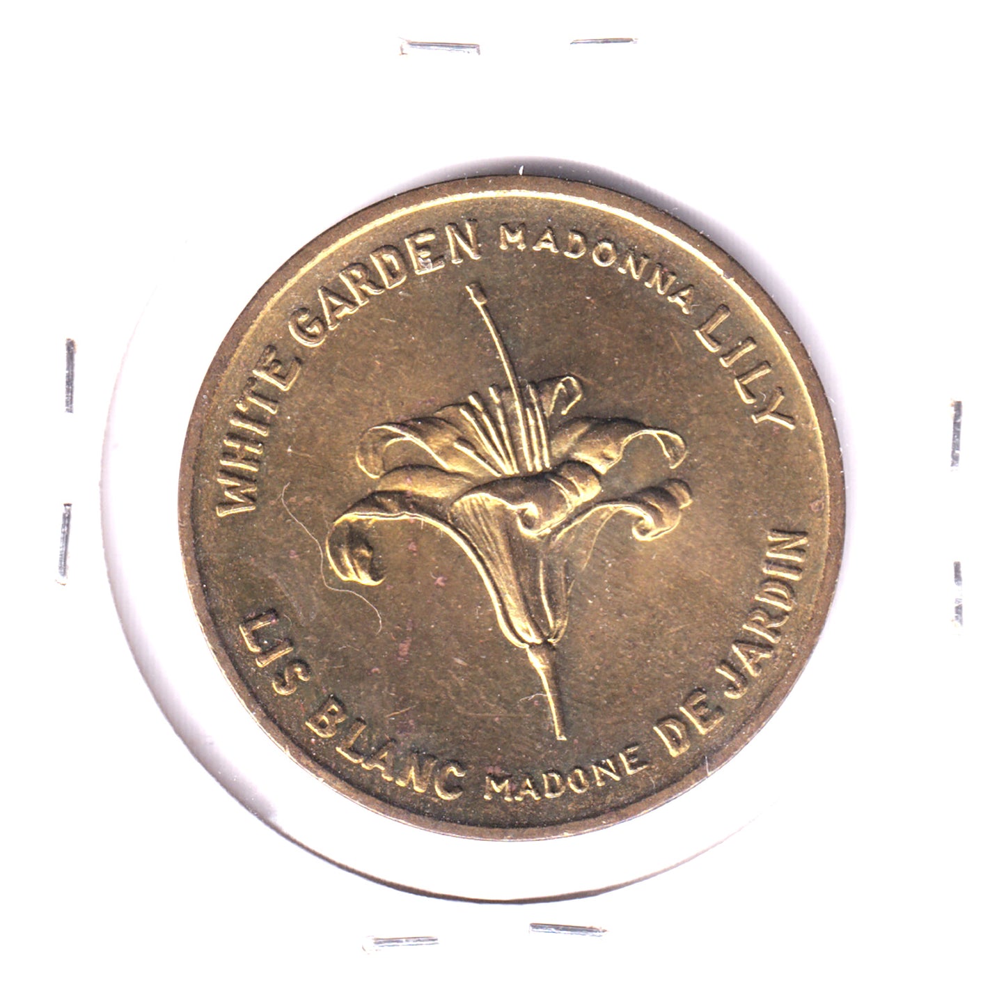 1886 Quebec Flowers - White Garden Madonna Lilly Token