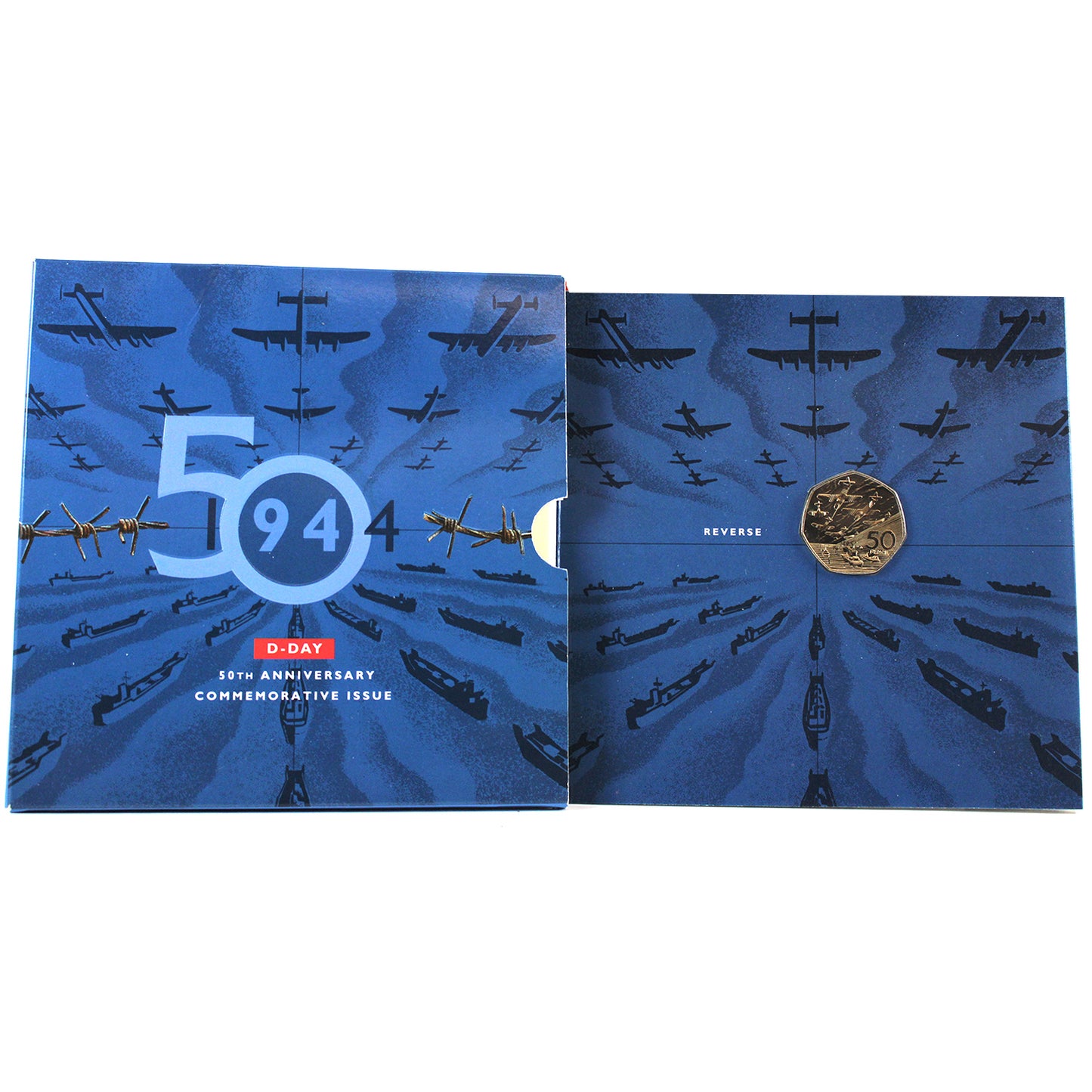 Great Britain 1994 D-Day 50th Anniversary Commemorative 50 Pence Con in Folder (Wear)