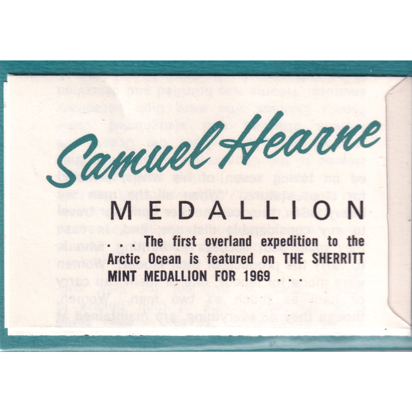 1969 Samuel Hearne Medallion