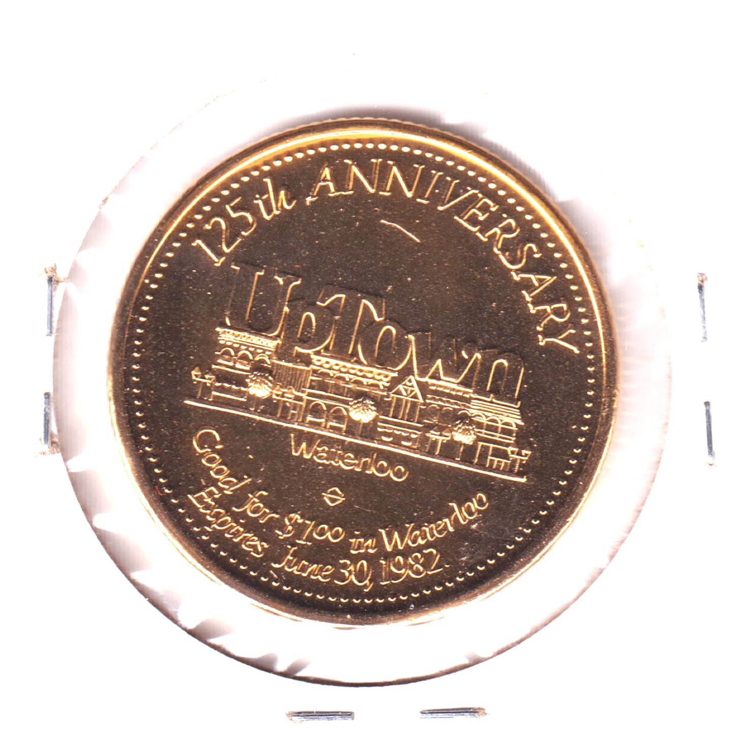 1982 Waterloo, ON 125th Anniversary Gold Plated Token