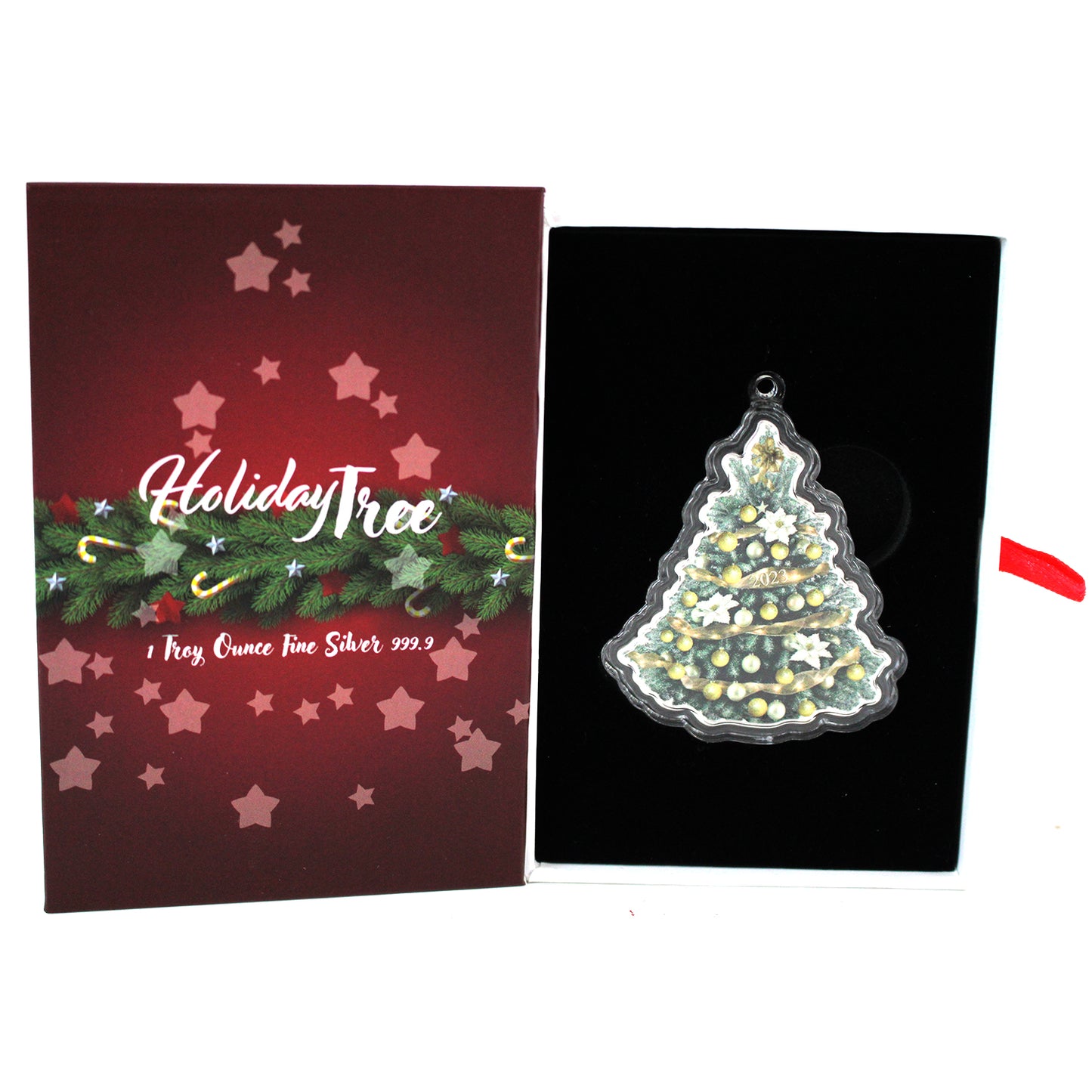 2023 Solomon Islands Holiday Tree 1oz .999 Fine Silver Coin (No Tax) May have light toning