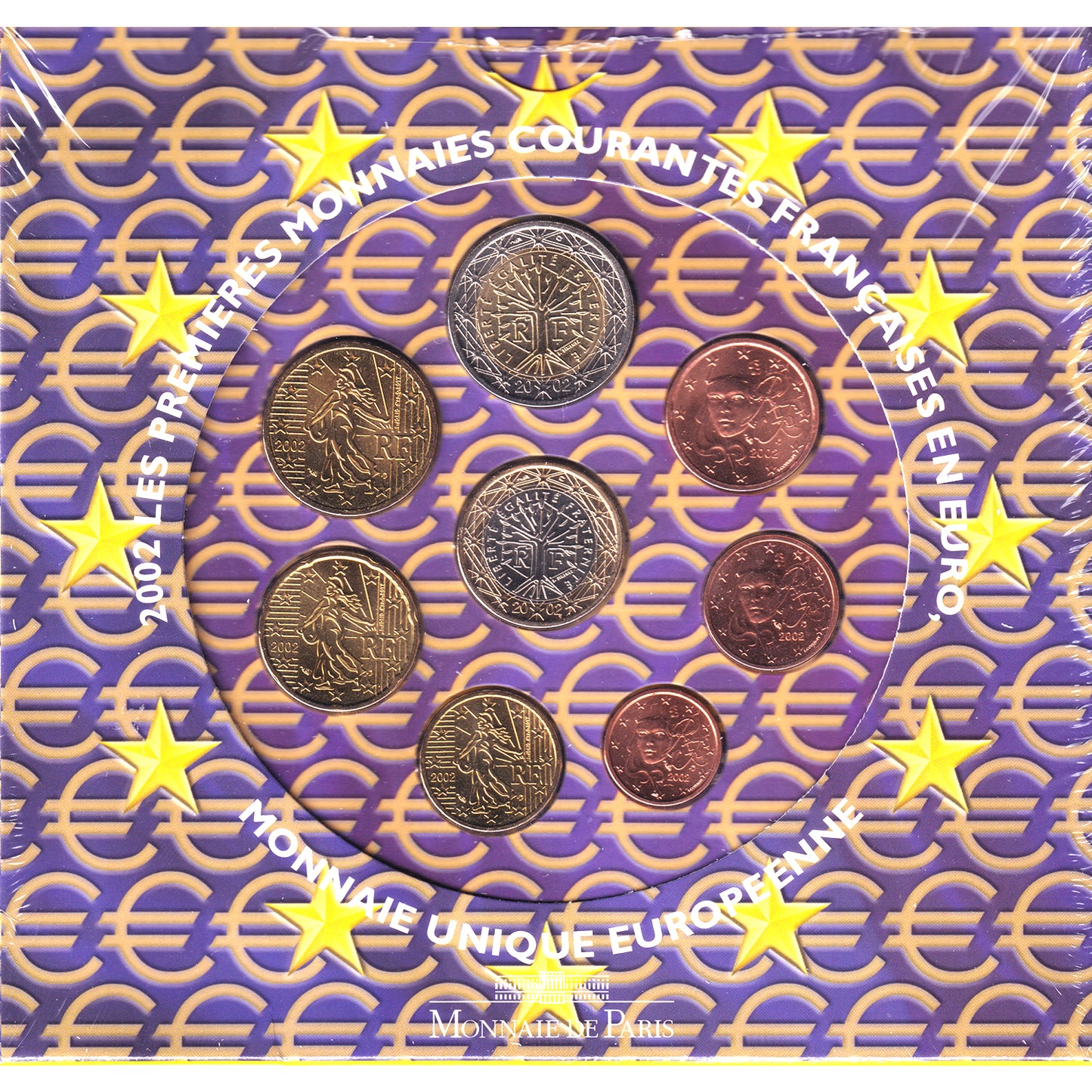 2002 France The First French Circulating Coins in Euro in Folder