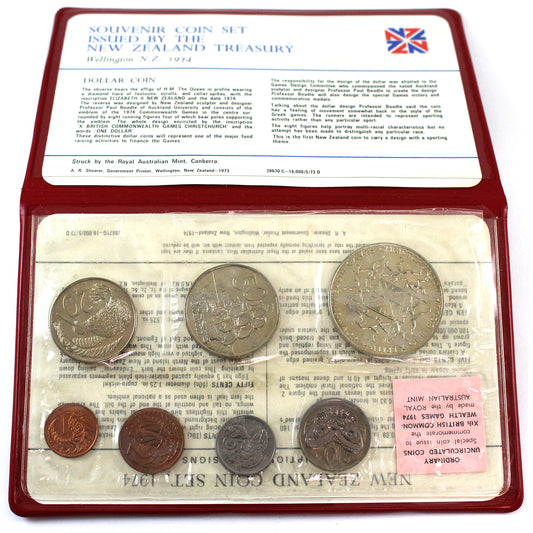 1974 New Zealand Souvenir Collector Coin Set (Light Toning)