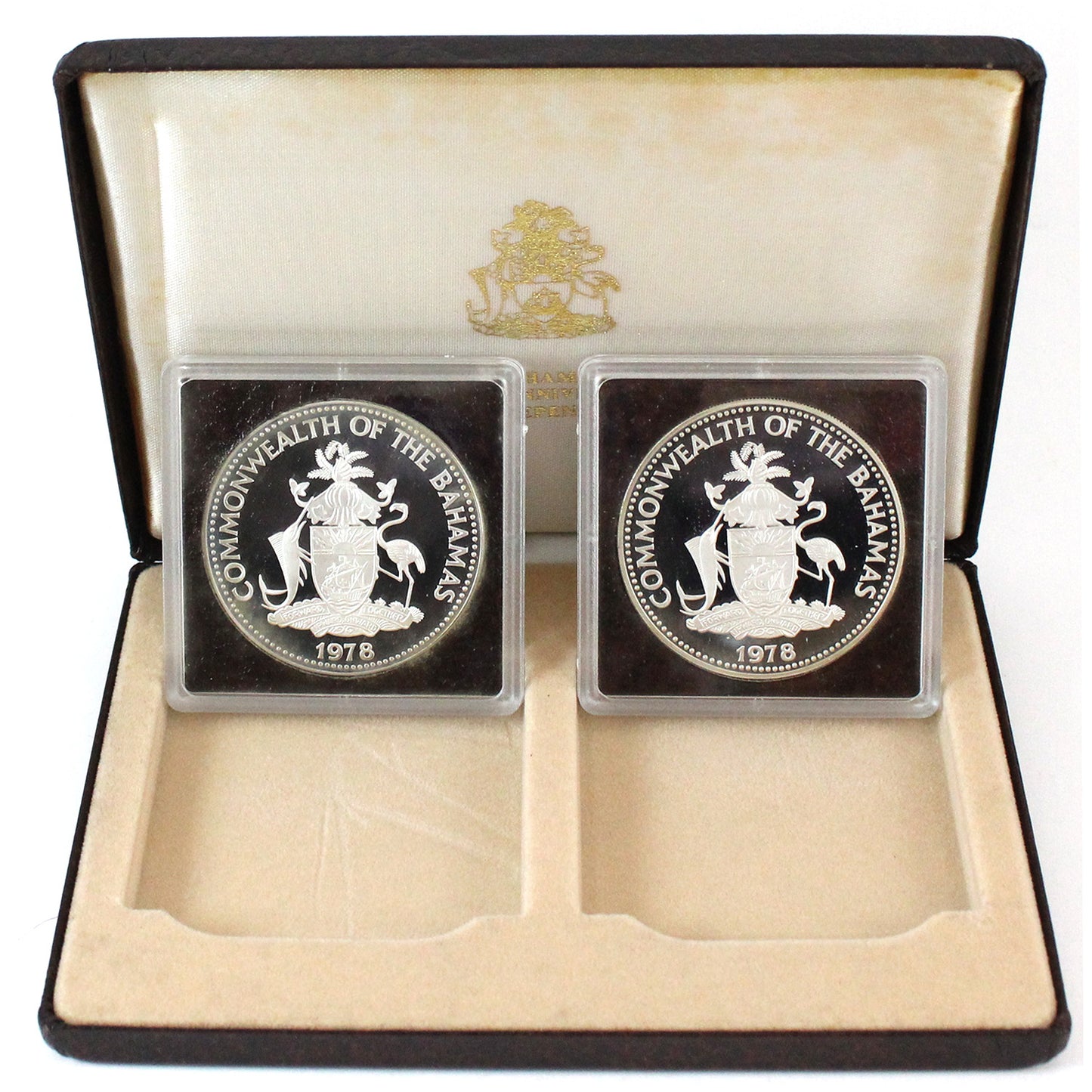 1978 Bahamas $10 Fifth Ann. of Independence 2-Coin Silver Proof Set (light toning)