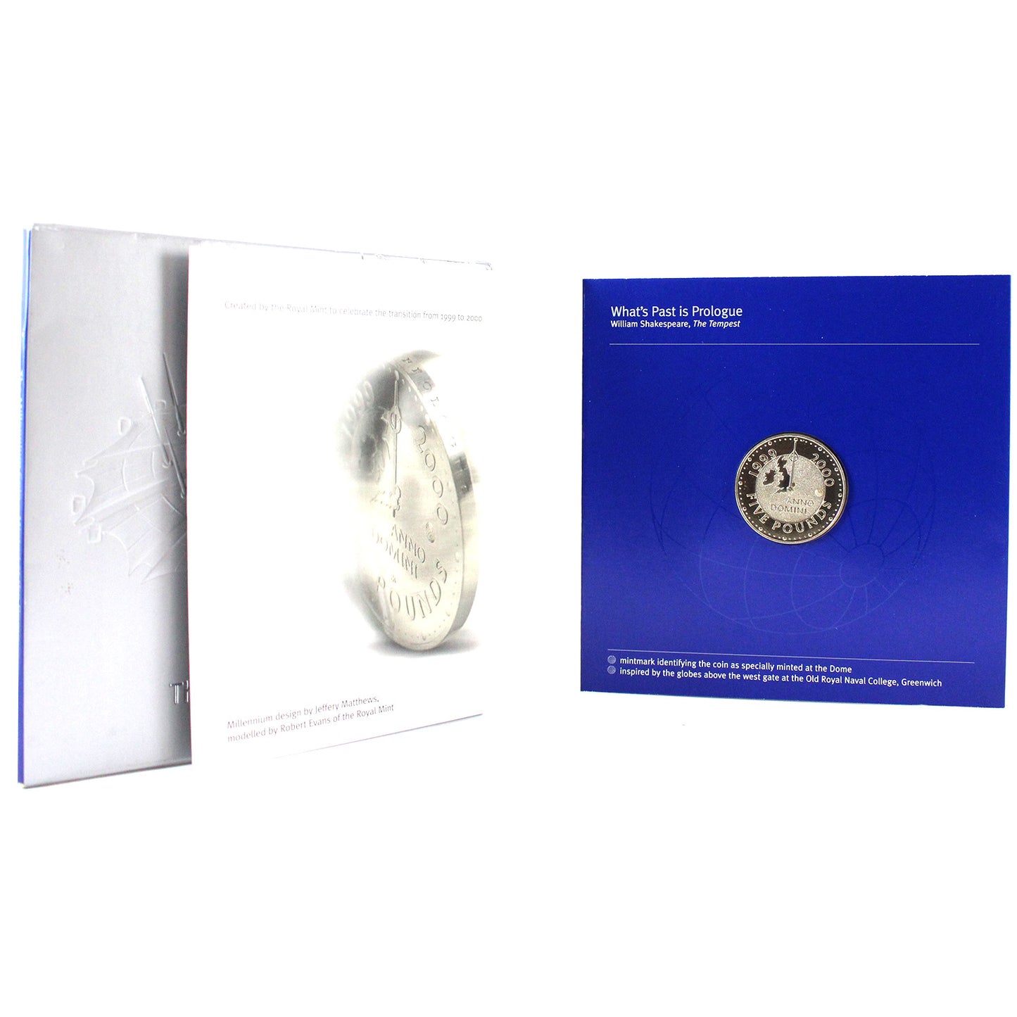 1999 Royal Mint Five Pound Uncirculated Millennium Coin (sleeve lightly worn)